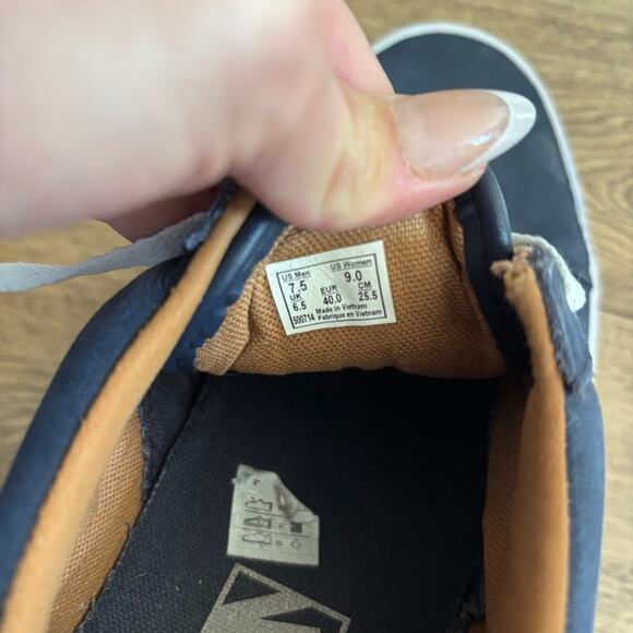 Vans Old Skool Skateboarding Shoes Navy Blue Leather Men 7.5 Women 9 - Picture 7 of 7